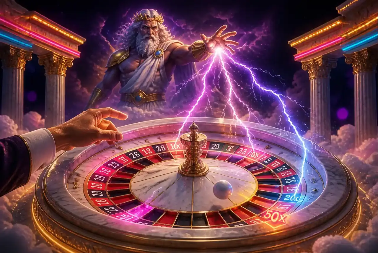 Live-рулетка Gates of Olympus Roulette с Зевсом и молниями-множителями