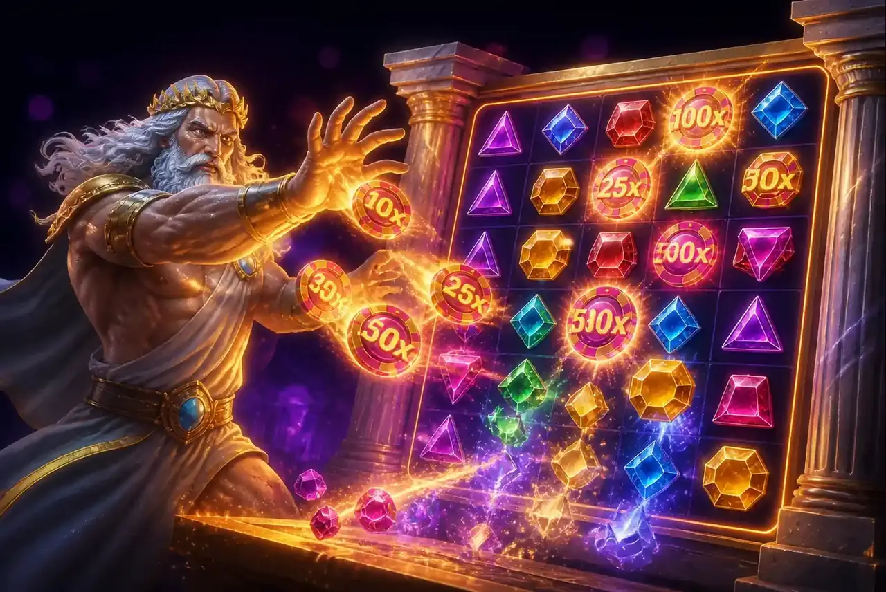 Зевс бросает множители на сетку Gates of Olympus