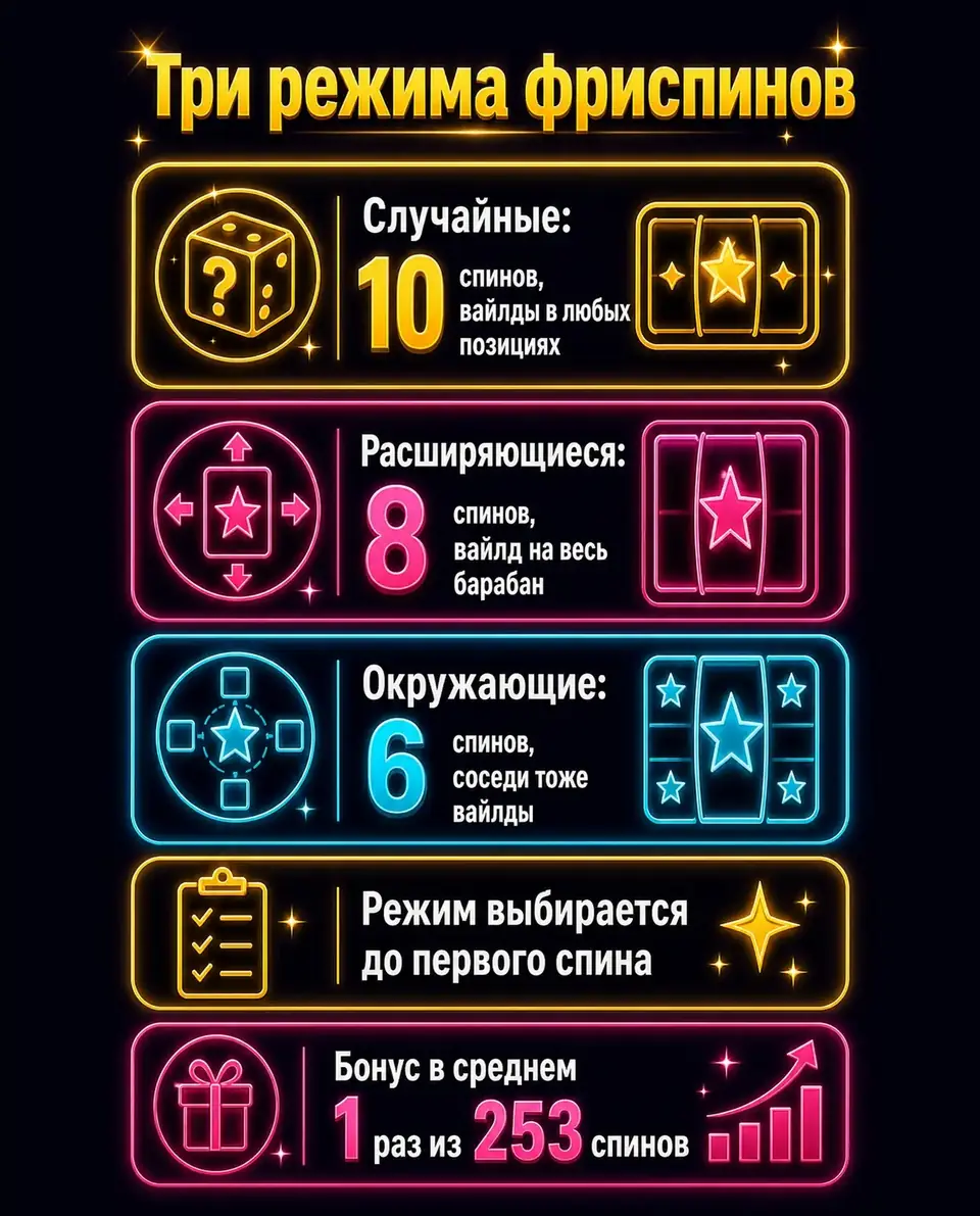 Сравнение трёх режимов фриспинов в слоте 3 Buzzing Wilds