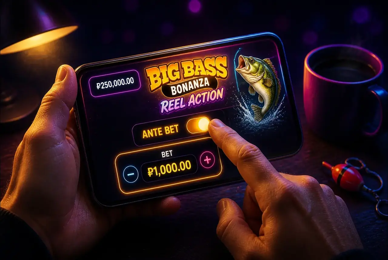 Выбор ставки и Ante Bet перед игрой в Reel Action