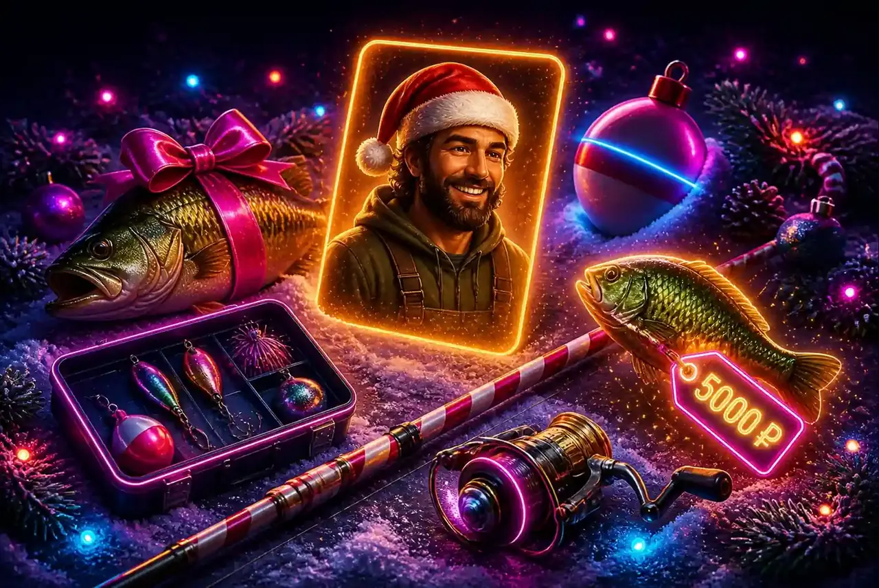 Символы Big Bass Christmas Bash: рыбы, снасти и рыбак-вайлд