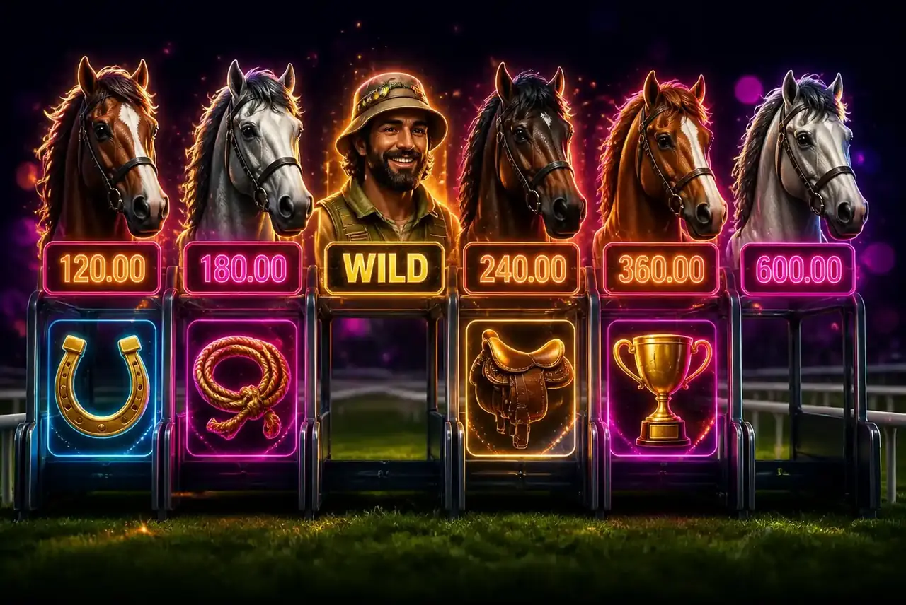Символы Big Bass Day at the Races: лошади, всадник и скаттер