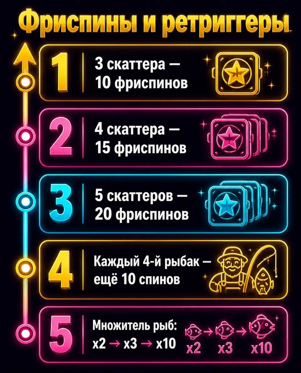 Лестница фриспинов и множителей x2, x3, x10 в Big Bass Halloween