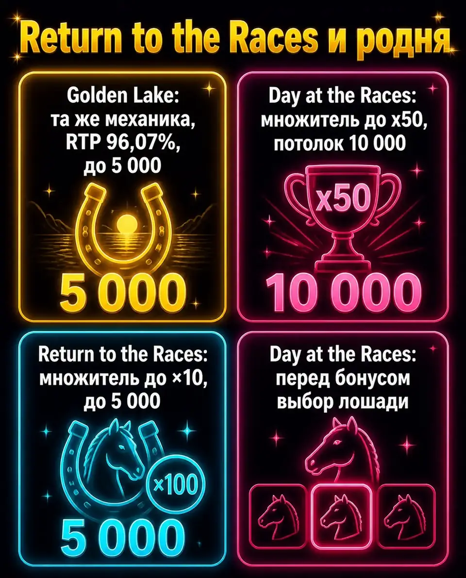 Сравнение Big Bass Return to the Races с Golden Lake и Day at Races