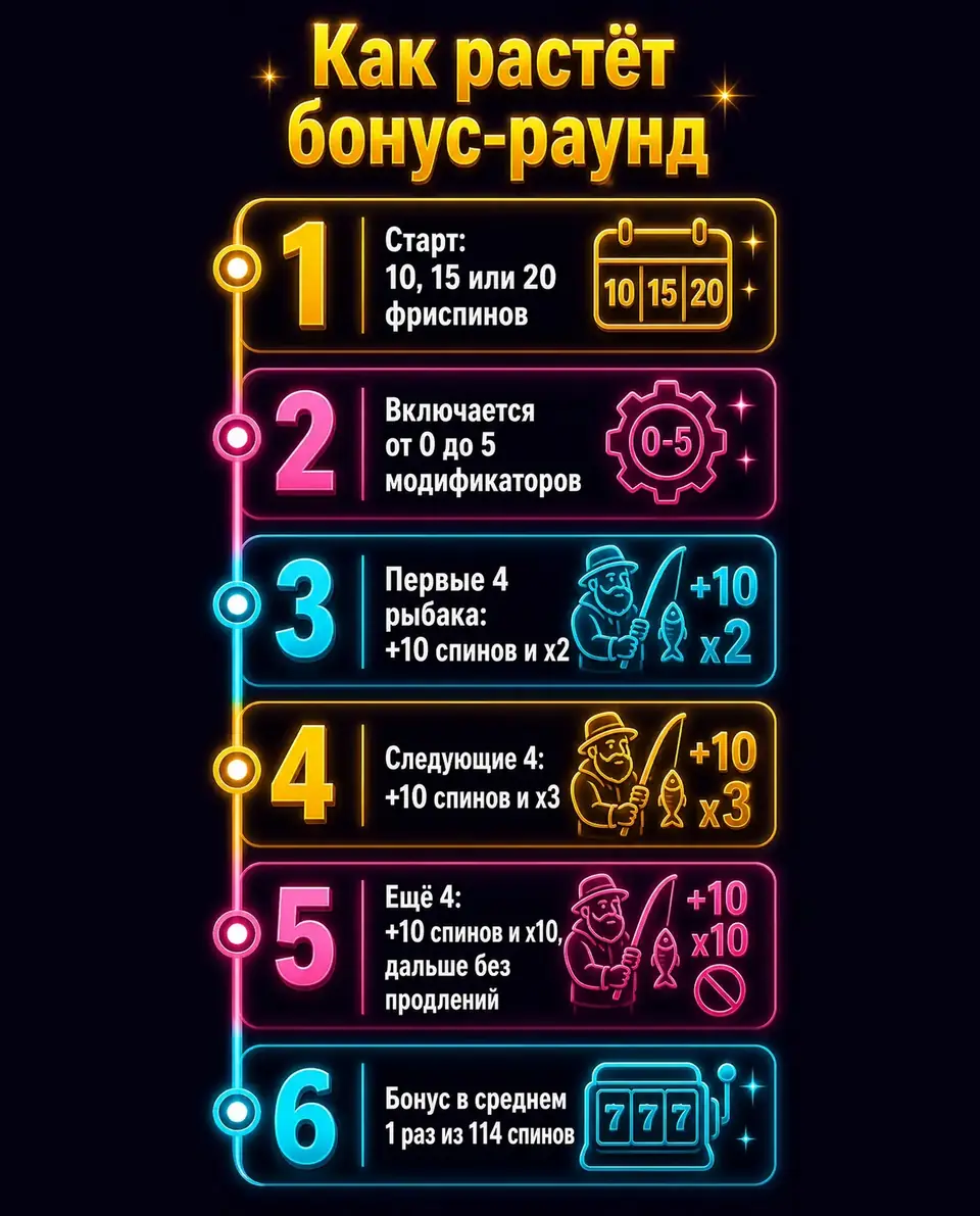 Таймлайн развития фриспинов Bigger Bass Splash по уровням