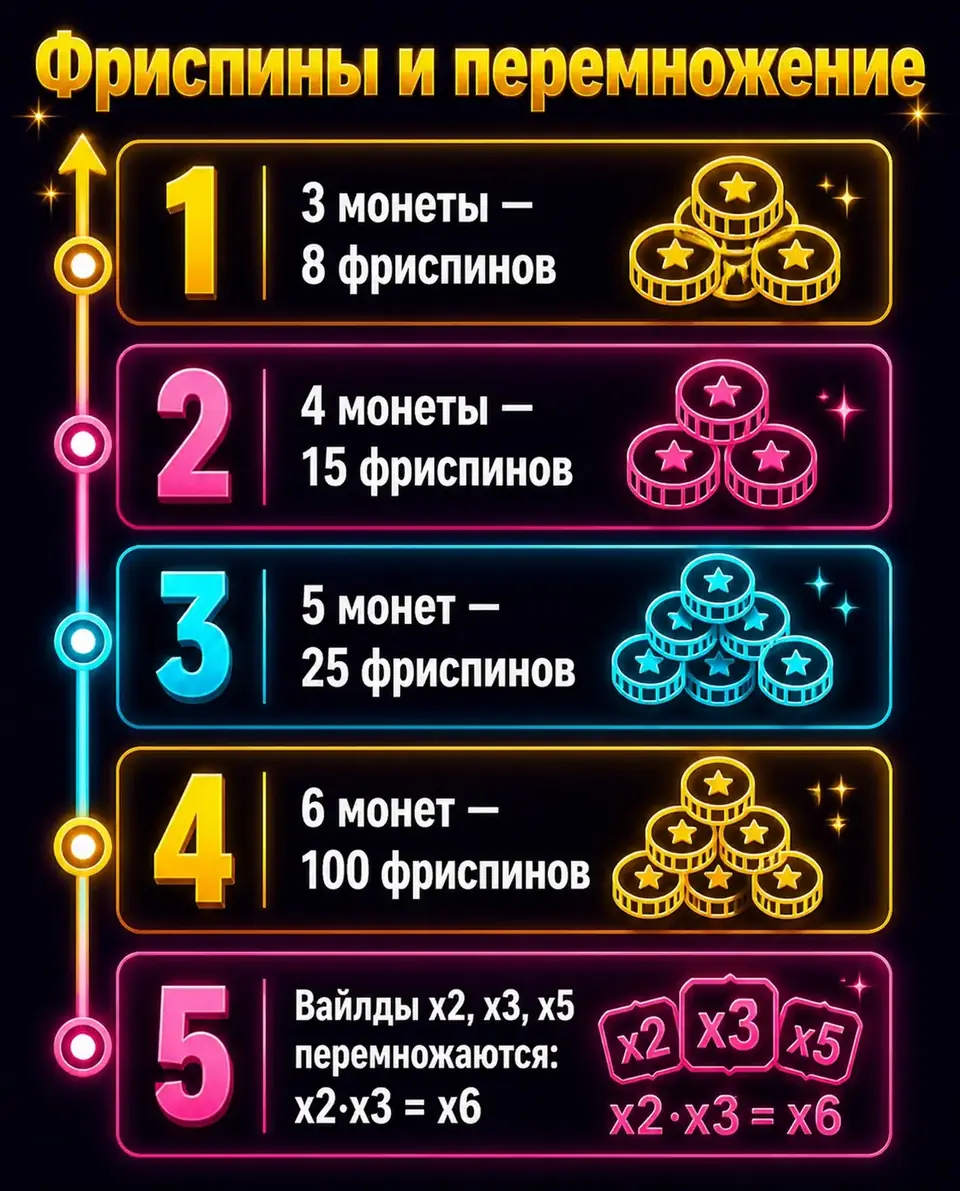 Лестница фриспинов Buffalo King и перемножение множителей