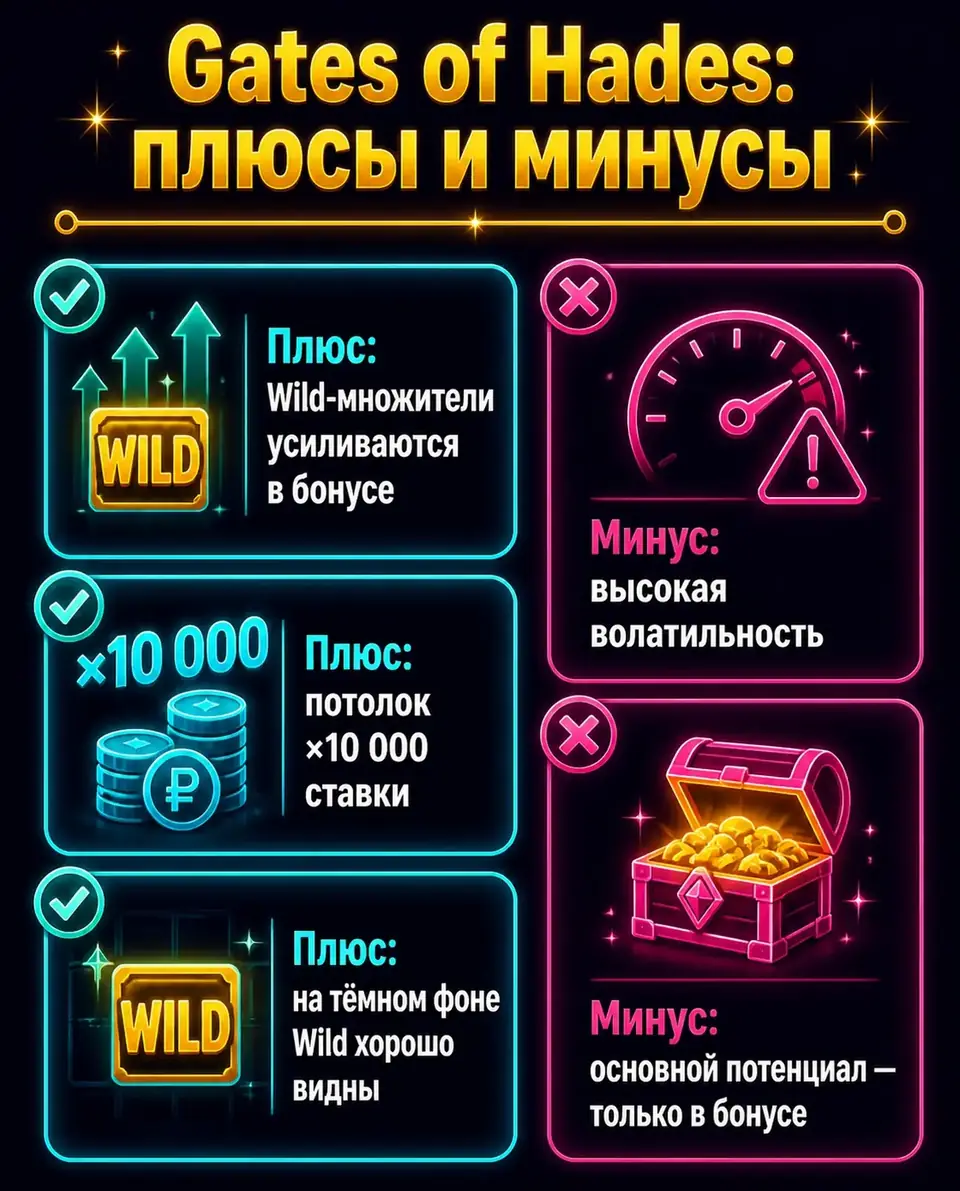 Плюсы и минусы слота Gates of Hades о подземном царстве