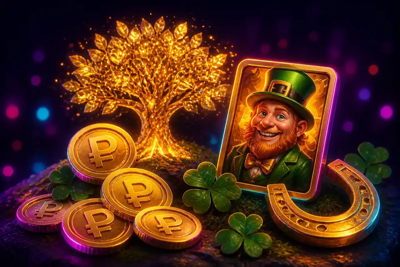 Символы Gold Party: золотое дерево, лепрекон и денежные монеты