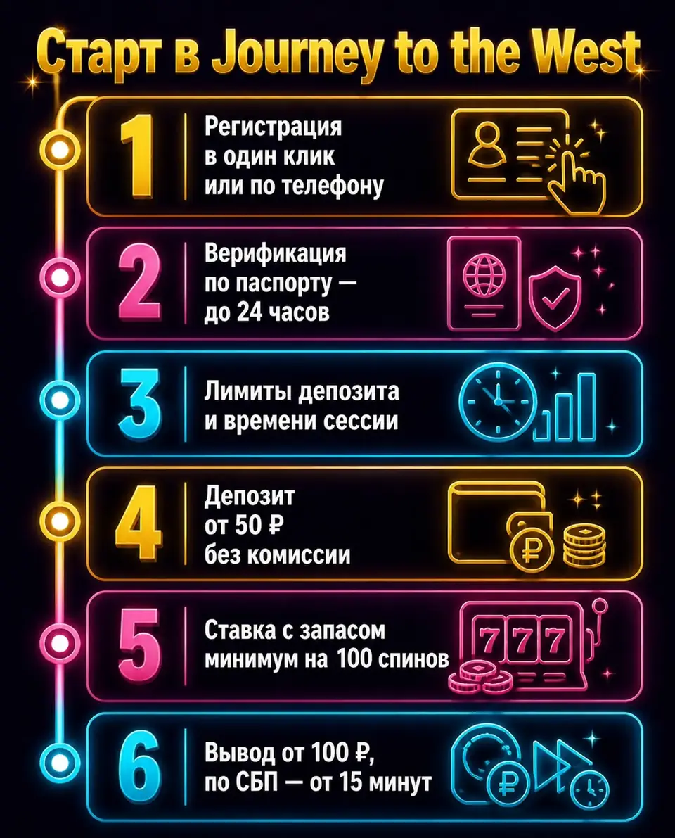 Таймлайн начала игры в Journey to the West: от регистрации до вывода