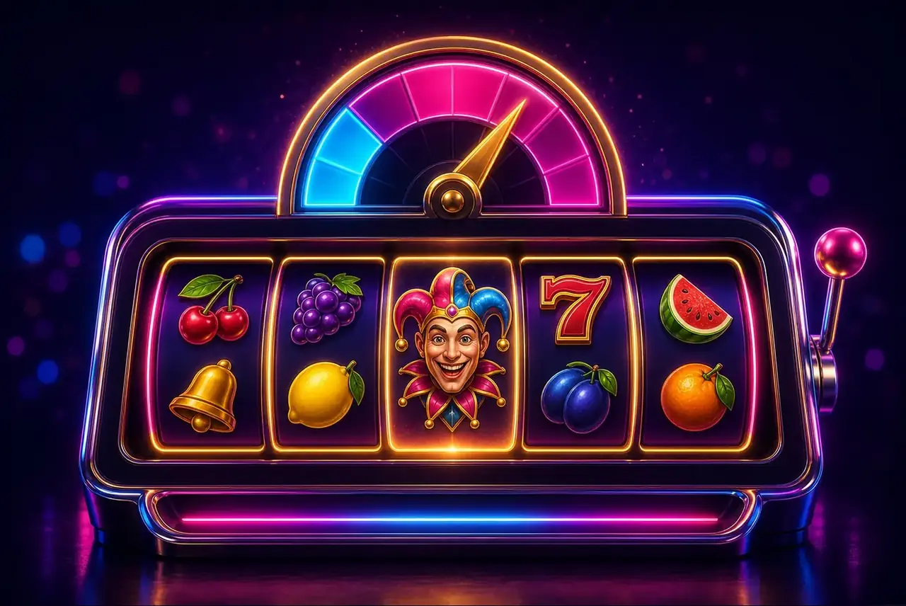 Однорядный фруктовый слот Master Joker с Джокером на центральном барабане