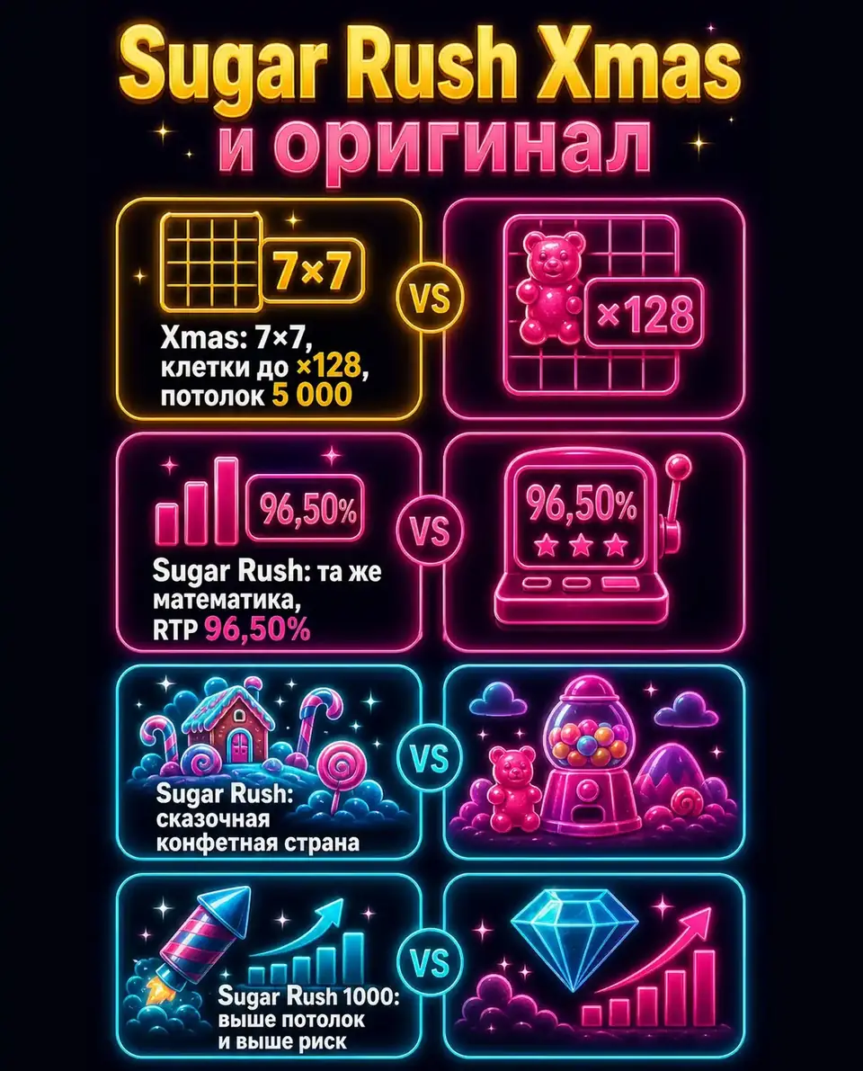 Сравнение Sugar Rush Xmas с Sugar Rush и Sugar Rush 1000