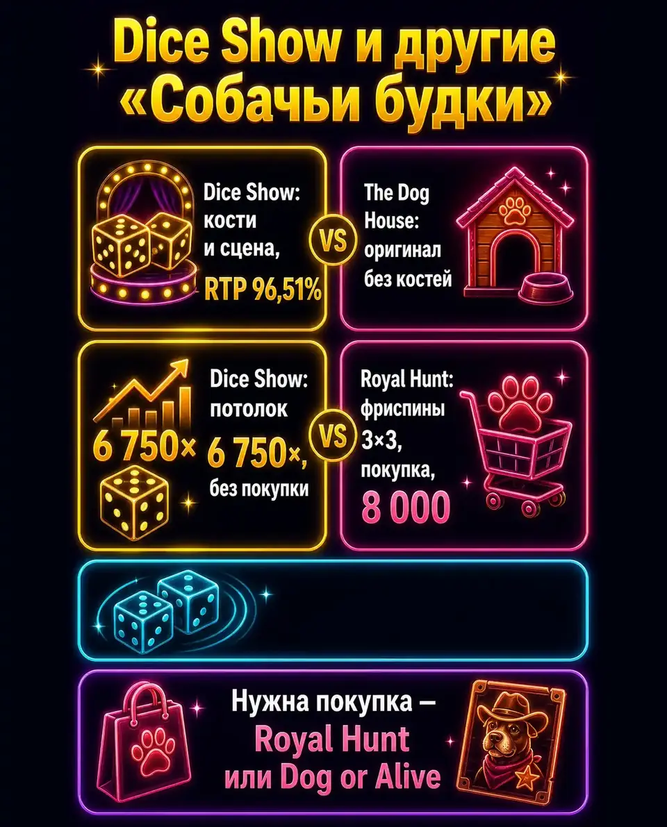 Сравнение The Dog House Dice Show с другими версиями серии