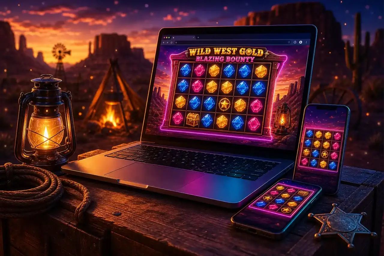 Wild West Gold Blazing Bounty в браузере ноутбука и смартфонов