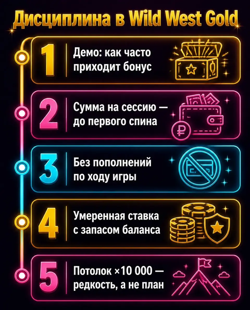 Шаги по банкроллу и лимитам для Wild West Gold